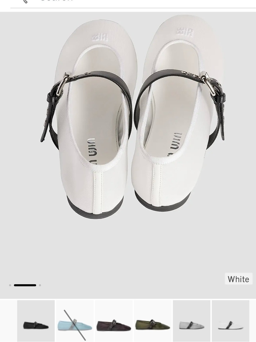 Miu miu Women's sheer White Mary Jane Flats with Black Strap